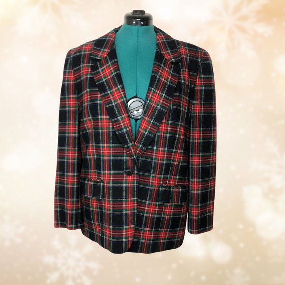 Vintage Pendleton Plaid Wool Blazer, Size 16 - Picture 3 of 8